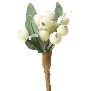 Декоративная ветка Сахарные Ягодки 21 см белые Hogewoning фото 1