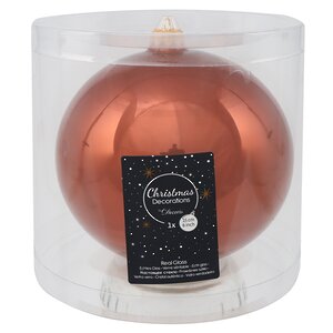 Стеклянный глянцевый елочный шар Royal Classic 15 см terra brown Kaemingk/Winter Deco фото 2