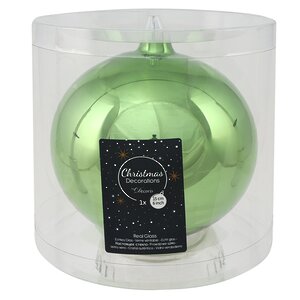 Стеклянный глянцевый елочный шар Royal Classic 15 см луговой зеленый Kaemingk фото 2
