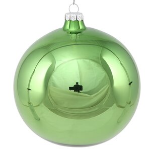 Стеклянный глянцевый елочный шар Royal Classic 15 см луговой зеленый Kaemingk фото 1