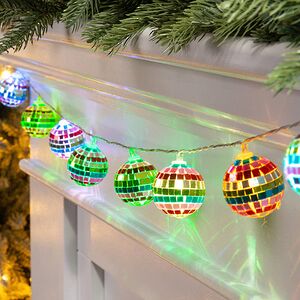 Светодиодная гирлянда Диско Шар - Colorful Mirror 1.5 м, 10 RGB LED ламп, таймер, на батарейках Edelman фото 7