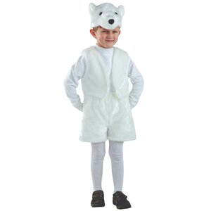 Карнавальный костюм Медвежонок Белый, рост 110 см Батик фото 1