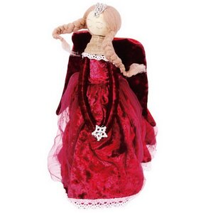 Декоративная фигура Ангел Вайнона 29 см в бархатном красном платье Due Esse Christmas фото 1