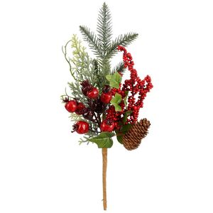 Хвойная ветка Fairyland - Тайный Сад 35 см с красными ягодами, ЛИТАЯ 100% Edelman фото 2