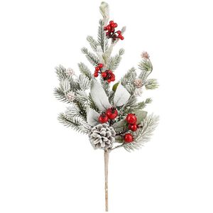 Хвойная ветка заснеженная Belfort 35 см с красными ягодами, ЛИТАЯ 100% Edelman фото 2