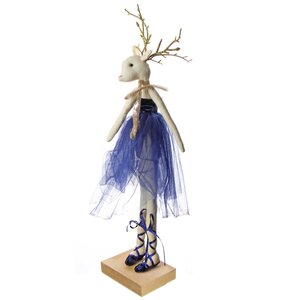 Декоративная фигурка Олень - Леди Эвелин в сапфировом бархатном платье 30 см