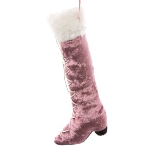 Елочная игрушка Бархатный Сапожок Росселини 17 см розовый, подвеска Due Esse Christmas фото 1