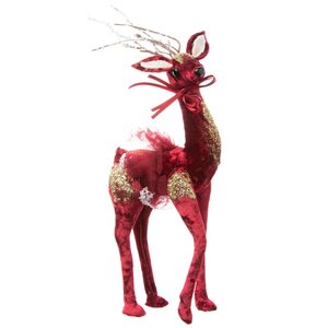 Декоративная фигура Бархатный Олень Джада 32 см, рубиновый Due Esse Christmas фото 1