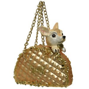 Елочная игрушка Гламурная собачка в сумочке 9 см, подвеска Kaemingk фото 1