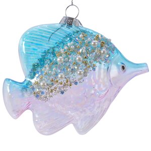 Стеклянная елочная игрушка Рыбка Брабус - Драгоценное море 12 см, подвеска Kaemingk фото 1