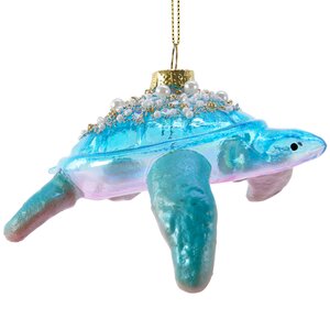 Стеклянная елочная игрушка Черепаха - Драгоценное море 11 см, подвеска Kaemingk фото 1
