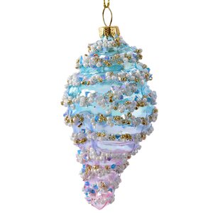 Стеклянная елочная игрушка Ракушка морской феи - Драгоценное море 9 см, подвеска Kaemingk фото 1