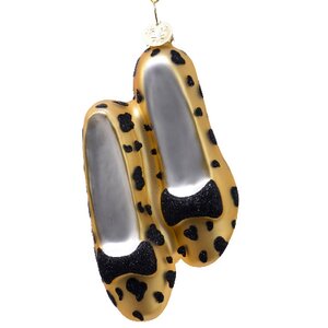 Стеклянная елочная игрушка Туфелька на Бал де Элизе: Леопардовый принт 11 см, подвеска