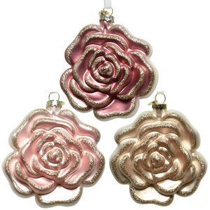 Стеклянная елочная игрушка Цветок - Нежная Виридифлора 11 см розовый, подвеска Kaemingk фото 2