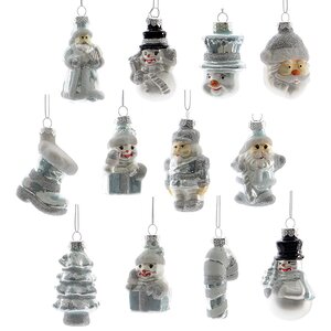 Набор стеклянных елочных игрушек Новогодний 24 шт, 7 см, серебряный с белым Kaemingk фото 1