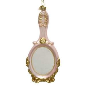 Стеклянная елочная игрушка Зеркало Мэрилин 15 см розовое, подвеска Kaemingk фото 1