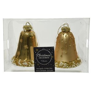 Набор колокольчиков Sonnette Золотой 8 см, 2 шт, стекло, подвеска Kaemingk фото 2