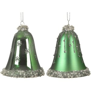 Набор колокольчиков Sonnette Луговой Зеленый 8 см, 2 шт, стекло, подвеска Kaemingk фото 1