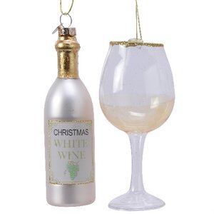 Набор стеклянных елочных игрушек Christmas Eve: Белое вино 14 см, 2 шт, подвеска Kaemingk фото 1