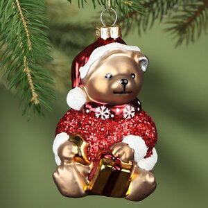 Елочная игрушка Медвежонок Тэрри 12 см, подвеска, стекло Winter Deco фото 1