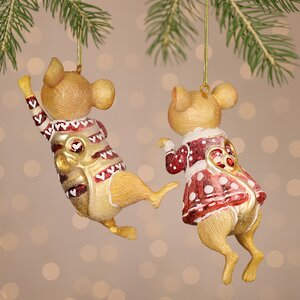 Елочные игрушки Озорные мышата 13 см, 2 шт, стекло Winter Deco фото 4