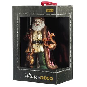 Стеклянная елочная игрушка Санта с мишкой - Retro Classic 19 см, подвеска Winter Deco фото 3