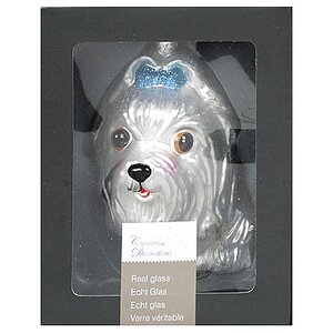Елочная игрушка Собачка - Болонка 9 см, стекло, подвеска Kaemingk фото 1