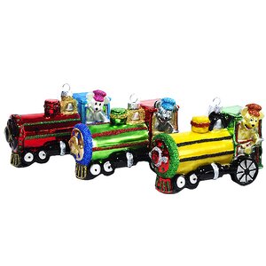 Стеклянная елочная игрушка Волшебный паровозик 11*5*7 см красный, подвеска Kaemingk фото 1