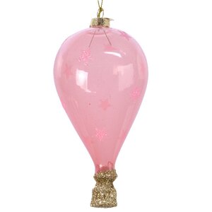 Стеклянная елочная игрушка Воздушный шар Флай розовый 14 см, подвеска Kaemingk фото 1