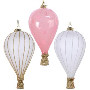 Стеклянная елочная игрушка Воздушный шар Флай розовый 14 см, подвеска Kaemingk фото 2