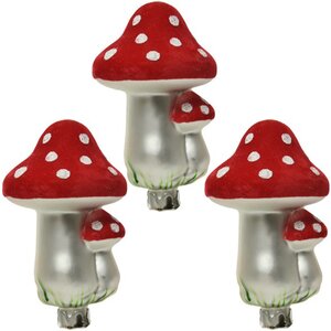 Набор стеклянных елочных игрушек Грибочки Булонского Леса 12 см, 24 шт, клипса Kaemingk фото 2