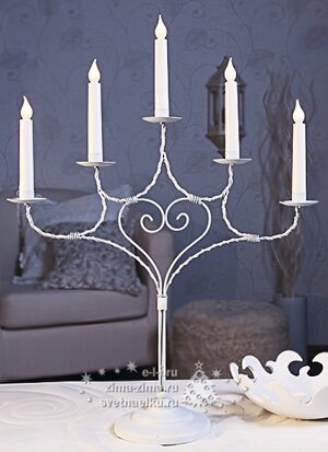 Подсвечник Heartly, 60*45 см, 5 электрических свечей, белый Star Trading фото 2