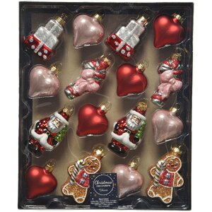 Набор стеклянных елочных игрушек Christmas Mood: Romantic 5-8 см, 16 шт