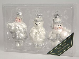 Елочные игрушки "Дед Мороз, Мишка, Снеговик", 9см, 3шт. Kaemingk фото 1