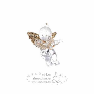 Елочная игрушка "Ангел с резными крылышками", 5 см, прозрачно-золотой, подвеска Царь Елка фото 2