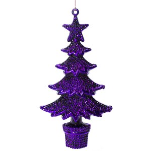 Елочная игрушка Елочка в горшочке 16 см фиолетовая Billiet фото 1