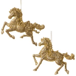 Елочная игрушка Лошадь Золотая 10 см, подвеска Царь Елка фото 1