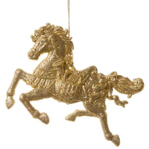 Елочная игрушка Лошадь Золотая 10 см, подвеска Царь Елка фото 3