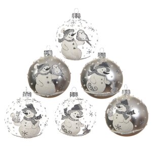 Набор стеклянных шаров Снежные Друзья 8 см, 6 шт Kaemingk фото 1