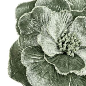 Искусственный цветок Магнолия - Tezimo Ranko 21 см зеленый, клипса Christmas Deluxe (Кристмас Делюкс) фото 2