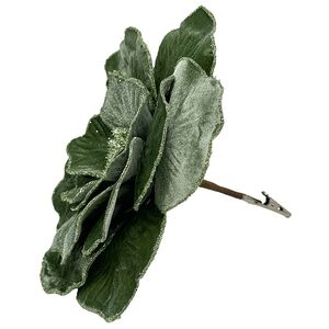 Искусственный цветок Магнолия - Tezimo Ranko 21 см зеленый, клипса Christmas Deluxe (Кристмас Делюкс) фото 3