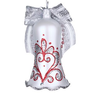 Стеклянная елочная игрушка Колокольчик Красный 8.5 см, подвеска Фабрика Елочка фото 2