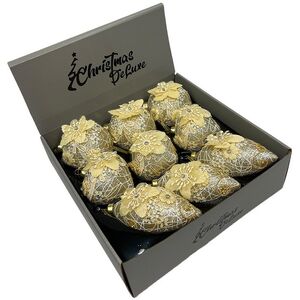 Набор стеклянных елочных игрушек Marinella - Cream Flower 8 см, 9 шт Christmas Deluxe фото 4