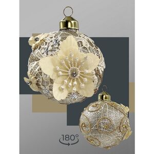 Набор стеклянных елочных игрушек Marinella - Cream Flower 8 см, 9 шт Christmas Deluxe фото 5