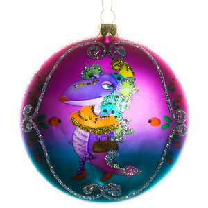 Елочная игрушка медальон Дракоша 11 см, стекло, подвеска Holiday Classics фото 1