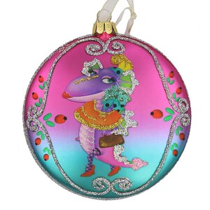 Елочная игрушка медальон Дракоша: Модница 11 см, стекло, подвеска Holiday Classics фото 1