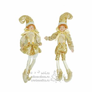 Елочное украшение Новогодняя Куколка-Девочка в золотом костюме 38 см, подвеска Царь Елка фото 1