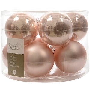 Набор стеклянных шаров 6 см розовый бутон mix, 10 шт