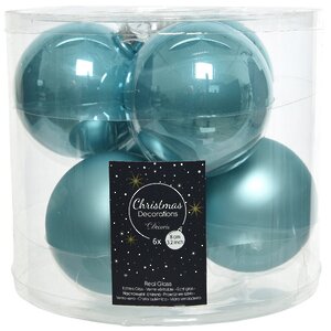 Набор стеклянных шаров 8 см арктический голубой mix, 6 шт Winter Deco фото 1