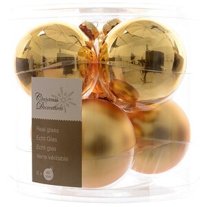 Набор стеклянных шаров 8 см золотой mix, 6 шт Kaemingk/Winter Deco фото 2